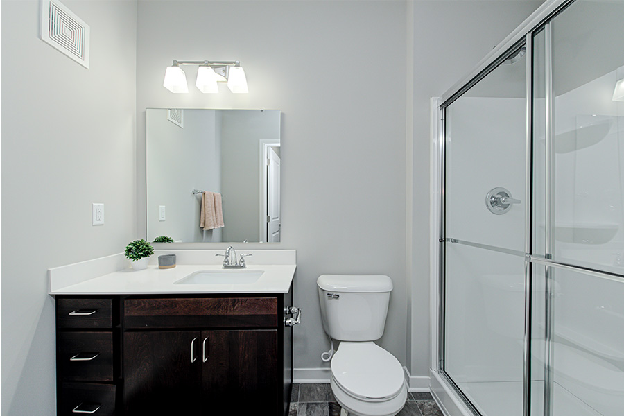 Bathroom at Riverview apartments.